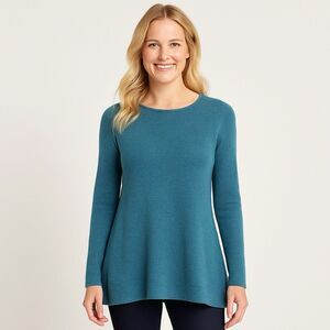 Charter Club Cashmere Blue Tunic Sweater Womens Sz Medium Quiet Luxury Soft Cozy